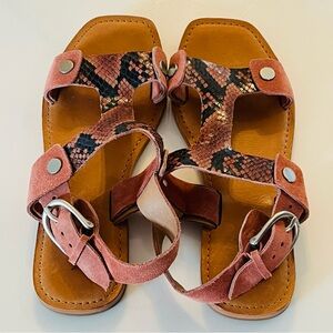 Frye Leather/Suede Snakeskin Sandals